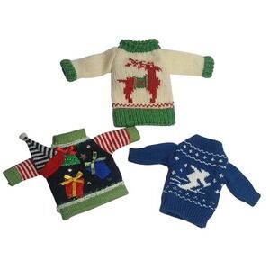 Wine Bottle Covers Multicolor Ugly Christmas Sweater‎ 3pc Set